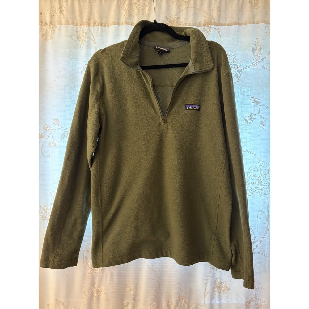 Patagonia Micro D Quarter Zip Fleece Pullover Olive Green Kids Size M